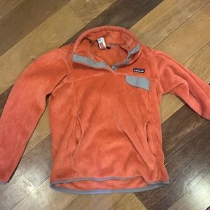 Orange / salmon colored fleece pullover Patagonia